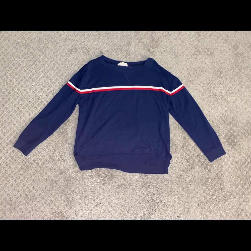 Blue Striped Crew Sweatshirt